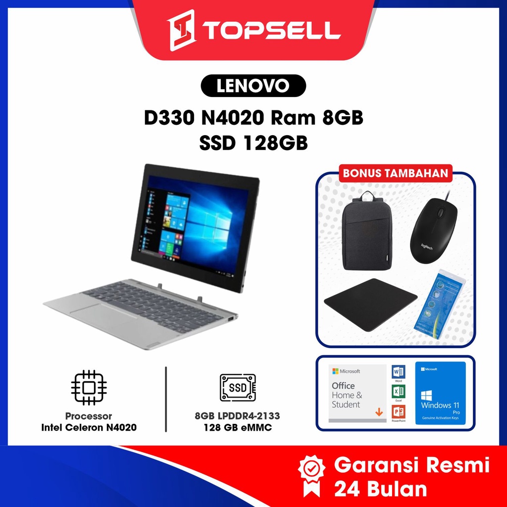 Laptop Lenovo IdeaPad D330-10 0MID 2in1 - Grey Celeron N4020-8GB-SSD 128GB-W10