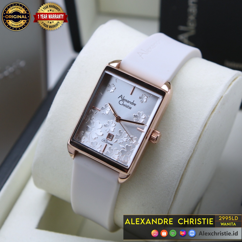 New 2022 Jam Alexandre Christie Wanita AC 2995LD White Original Simpel Cantik Anggun Elegan