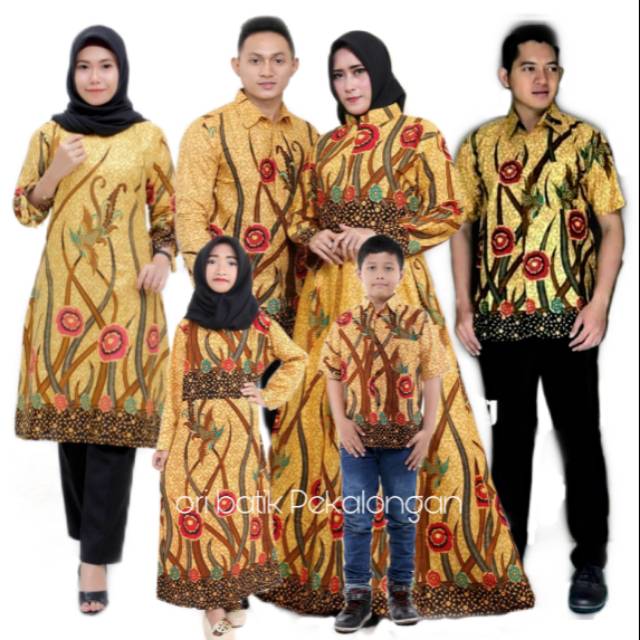 Batik Couple Keluarga Sania Ruffle Ori Ndoro Jowi Dnt Motif Ilalang Kuning