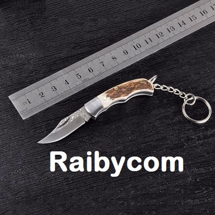 Pisau Lipat Handmade Baja Damaskus / Damascus Gagang Tanduk