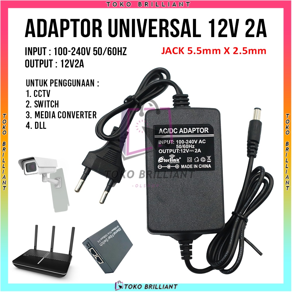 [Bisa bayar ditempat]  ADAPTOR STB ZTE CCTV MODEM ROUTER 12V 2A   POWER SUPPLY ADAPTOR 12V 2A