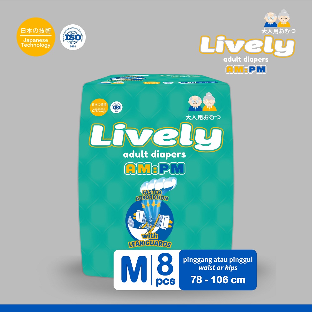 Lively AM PM Popok Dewasa Tipe Perekat M8 - Popok Dewasa Perekat / Adult Diapers Tape - Popok Siang 