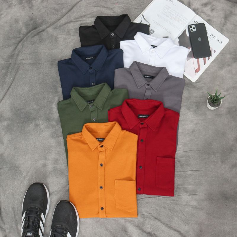 (PROMO) KEMEJA PIQUE POLOS PRIA // KEMEJA CASUAL PRIA // KEMEJA POLOS PRIA SLIM // KEMEJA PRIA TANGAN PANJANG