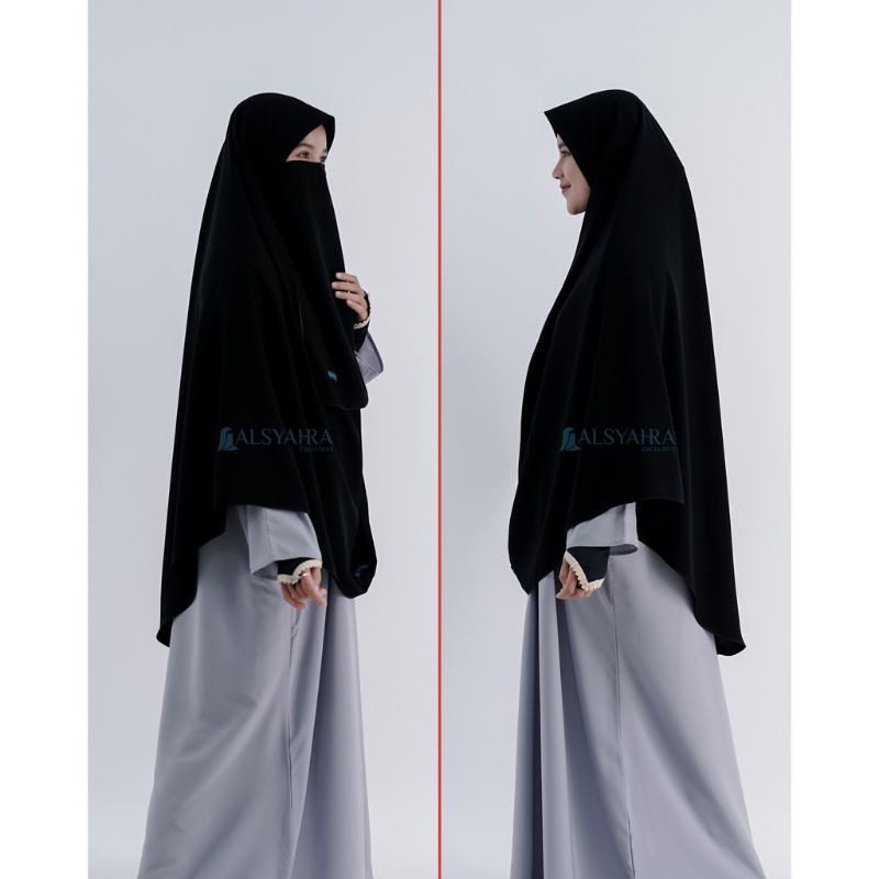 Set Khimar Instan Aisyah Jetblack Alsyahra Exclusive