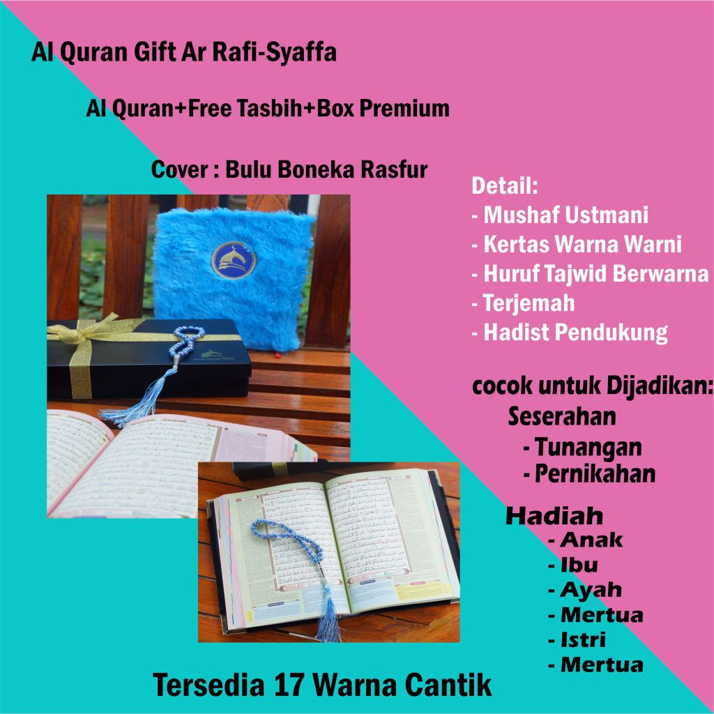 Alquran Mini Kecil Cantik Kertas Warna Warni Terjemahan dan tajwid Hadiah Untuk Anak Perempuan Pria