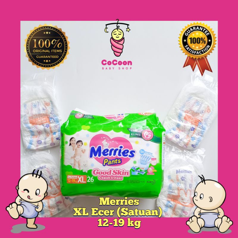 Popok Merries Good Skin Ecer Eceran Renceng Sachet Satuan XL1 XL 1