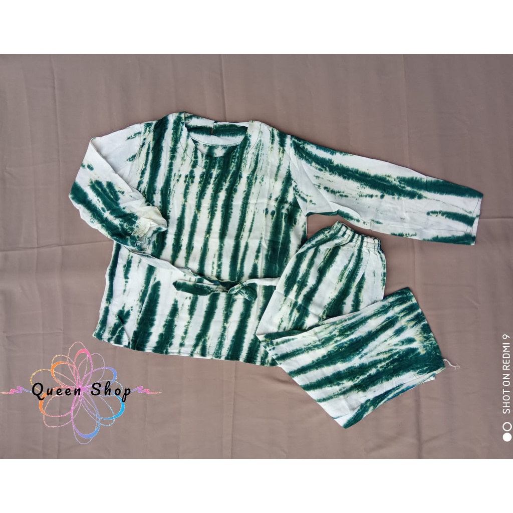 COD-Setelan Tie Dye Anak Perempuan Baju Lengan Panjang Dan Celana Motif Tie Dye Anak Bahan Rayon