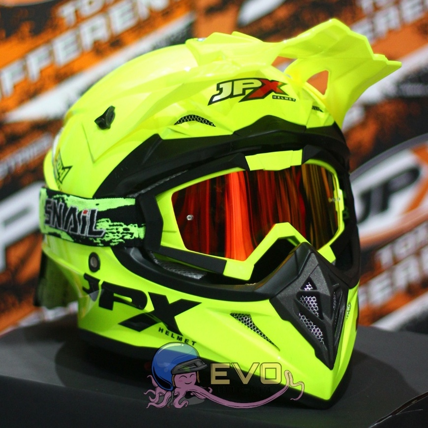 PROMO HELM JPX CROSS SOLID + GOGGLE SNAIL MX30 ORIGINAL HELM JPX SOLID JPX POLOS HELM CROSS POLOS HITAM DOFF PUTIH YELLOW JPX POLOS