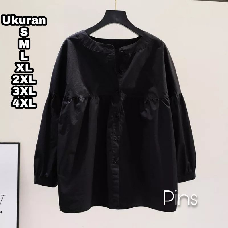 Pins Blouse Oversize Big Size Jumbo Size S M L XL XXL XXXL 4XL 2XL 3XL 5L Kemeja Basic Jumbo Big Size Baju Kerja Kantor Korea