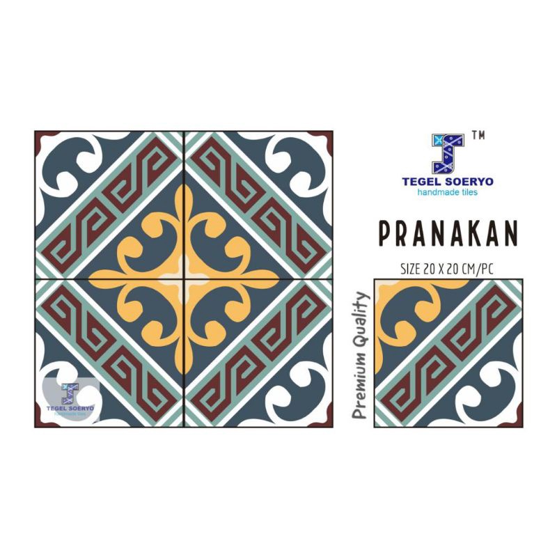 Tegel Lantai dan Dinding Motif Pranakan Premium Ukuran 20x20cm