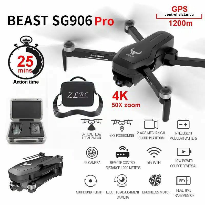 Drone gps murah lipat sg906 pro dengan 2axis gimbal kamera 4k bonus tas