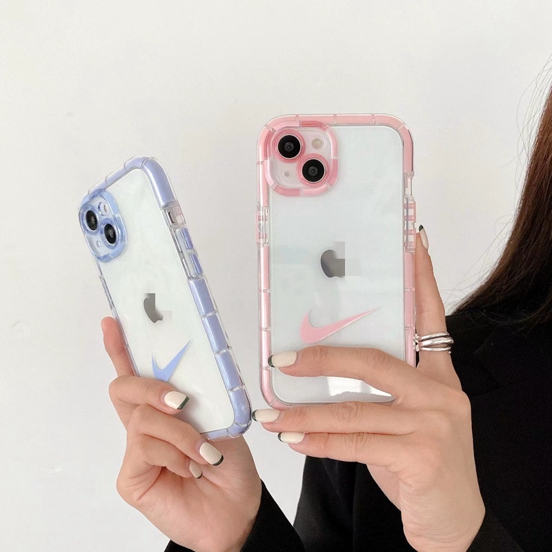 Bersinar Pada Malam Silikon Soft Case iP iPhone 13 Pro Max Black Nike Logo Couples Bumper Bening Sederhana Pink ADIDAS
