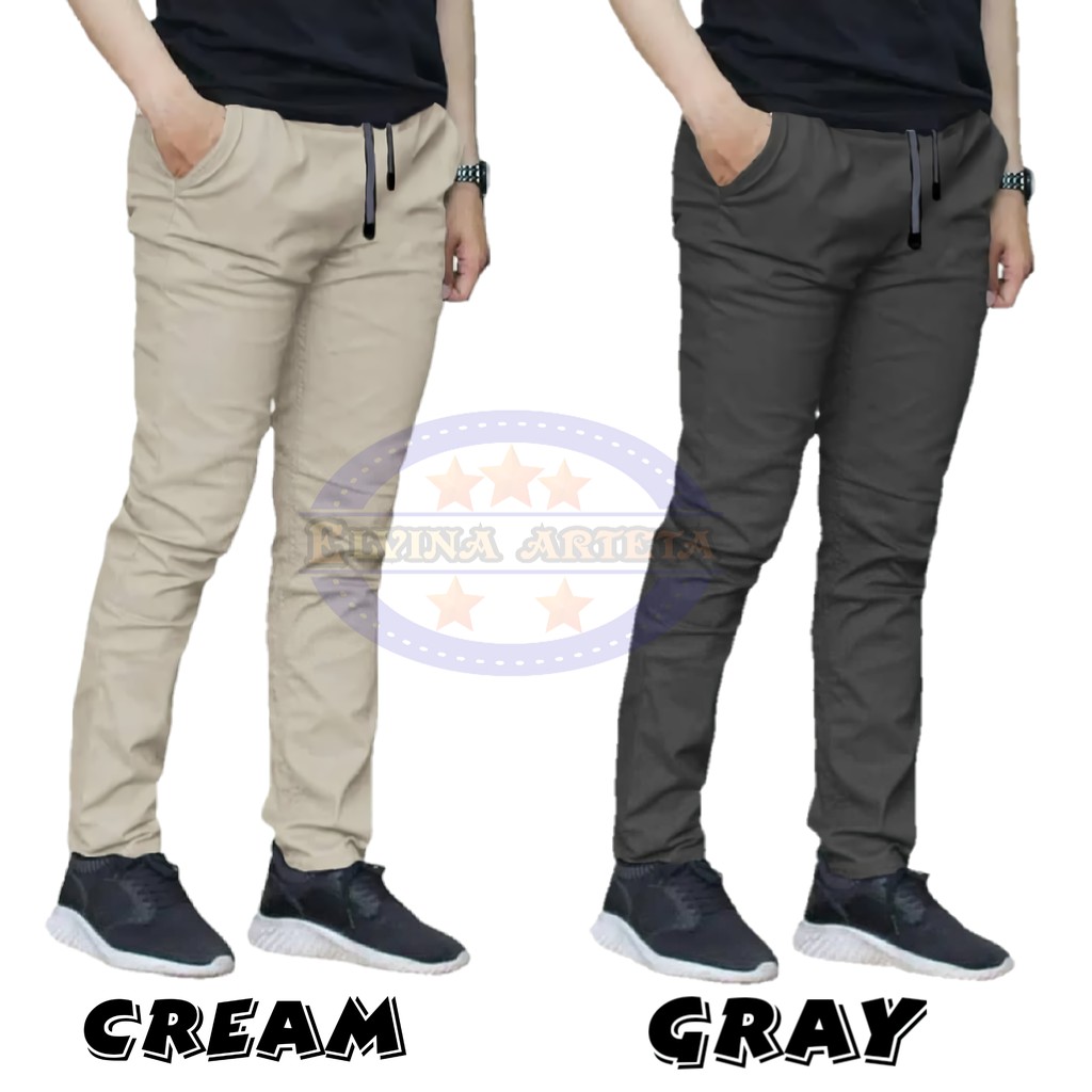 Celana Chino Rip Pinggang Karet Chino Panjang Pria Jumbo Big Size 39-60 Casual Reguler Fit Distro Premium