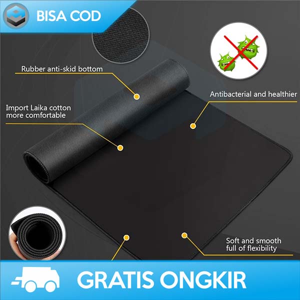 ALAS MOUSE GAMING XL DESK MAT OLEVO LEMBUT WATERPROOF COATING SILICONE