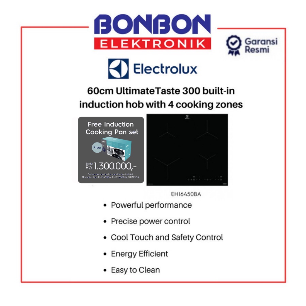Electrolux Kompor Tanam EHI6450BA / EHI 6450 BA Induction Hob 60cm