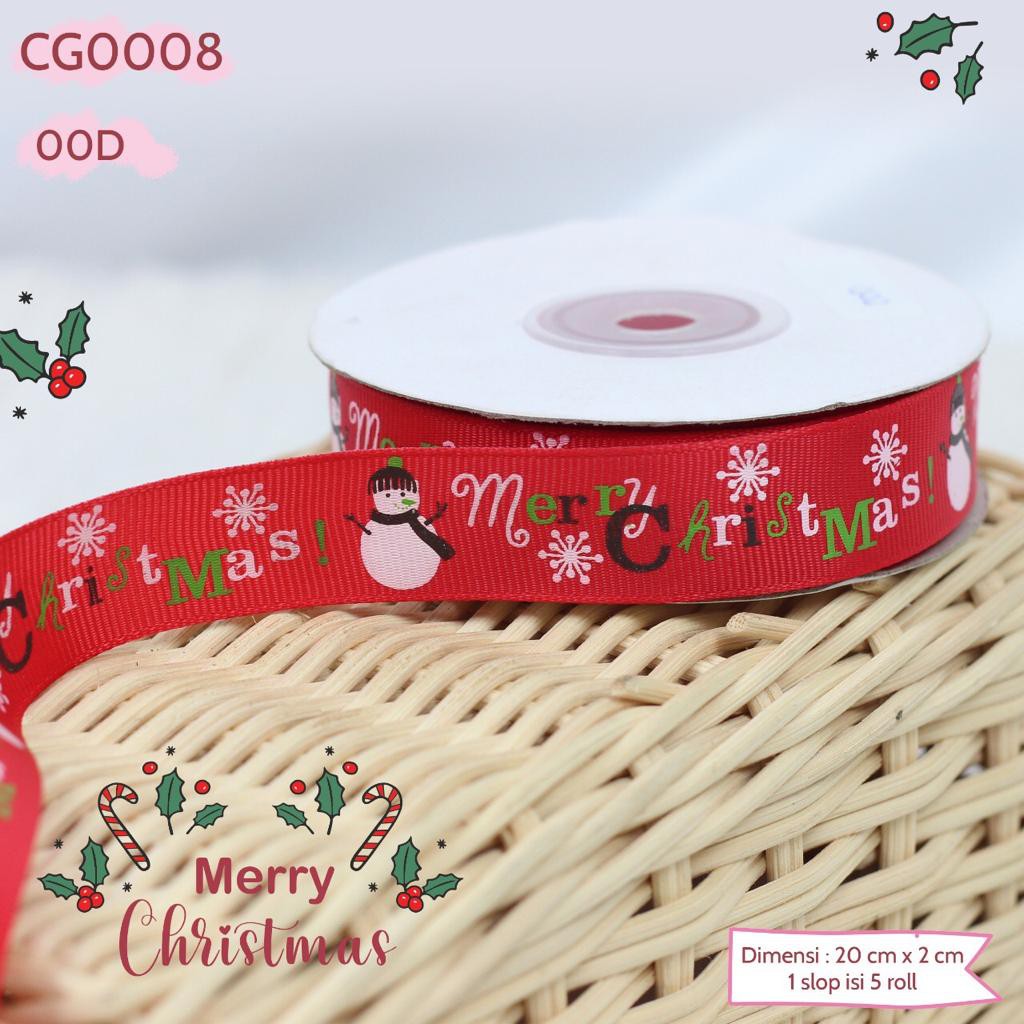 Pita Roll Grosgrain Motif Natal 2cm CG0008 - 4 Pilihan Motif