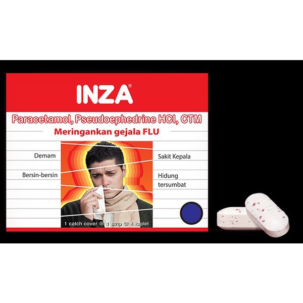 Inza Tablet Strip isi 4 Obat Flu Paracetamol Konimex