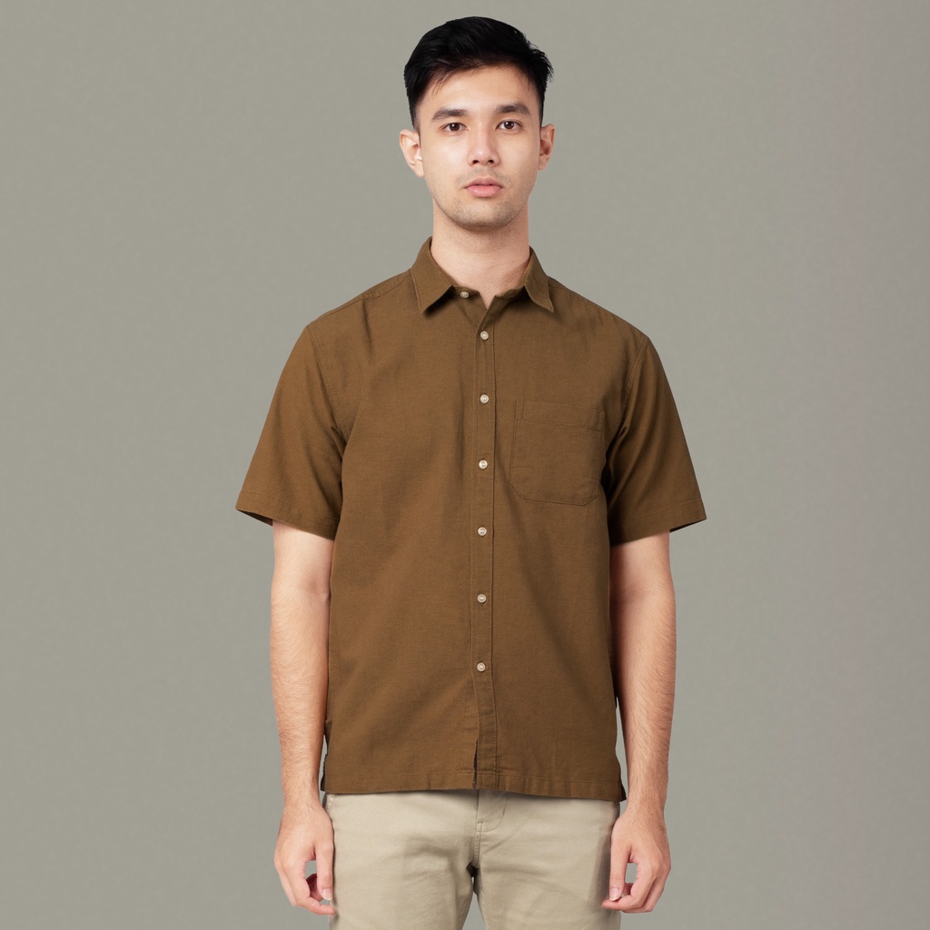 Benhill Kemeja Pria Linen Lengan PendeK Coffe Brown 27048-16502 / Ramayana Sidoarjo