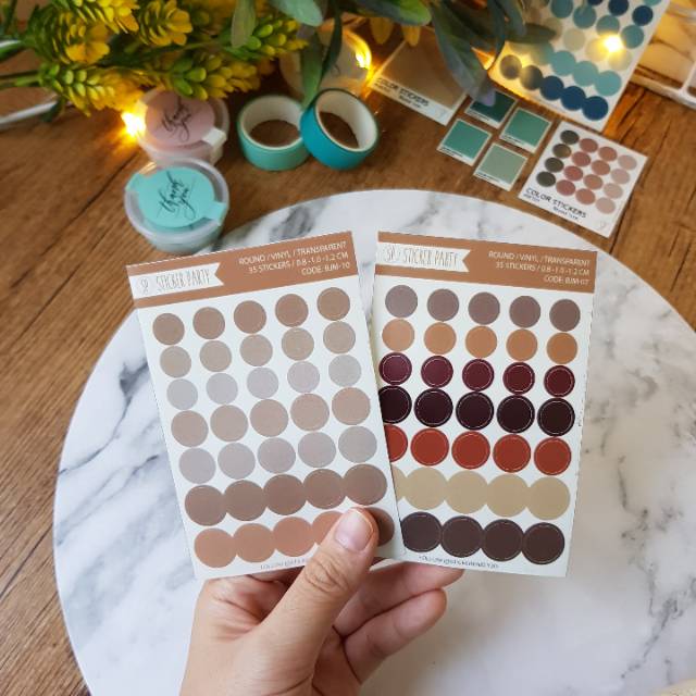 [Sticker Party] Sticker Dot Mini Transparan Bulat Warna Palette Gradasi 0,8 CM- 1CM-2