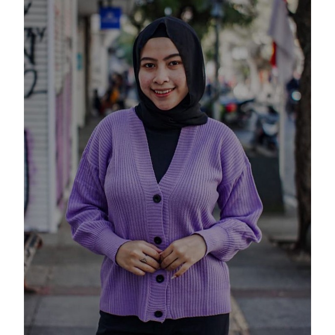 CARDIGAN CROP RAJUT // CARDI KANCING BATOK // CARDIGAN RAJUT KANCING BATOK