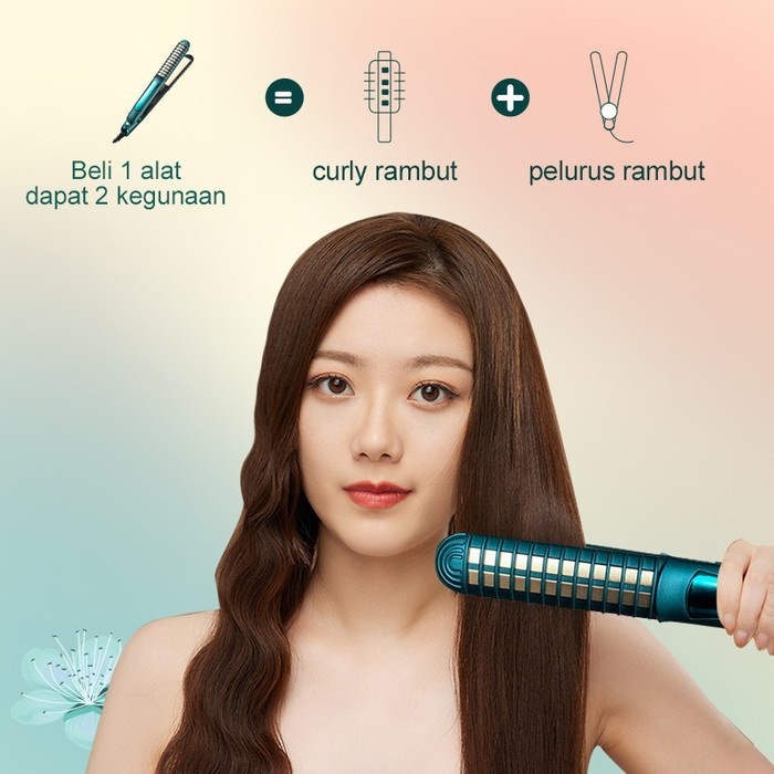 OMFU HS03 Hair Straightener catokan rambut Curly Rambut 2in1