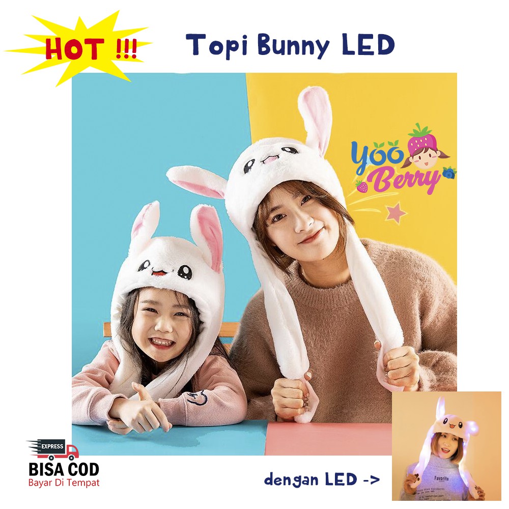 Berry Mart Topi Korea Dancing Bunny LED Blackpink Anak &amp; Dewasa Berry Mart