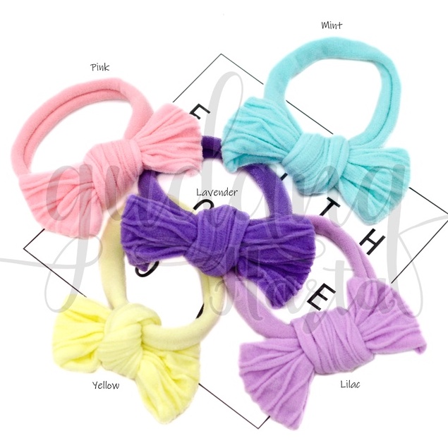 Ikat Rambut Pastel Bow Hairband Motif Pita Warna Soft GH 200068