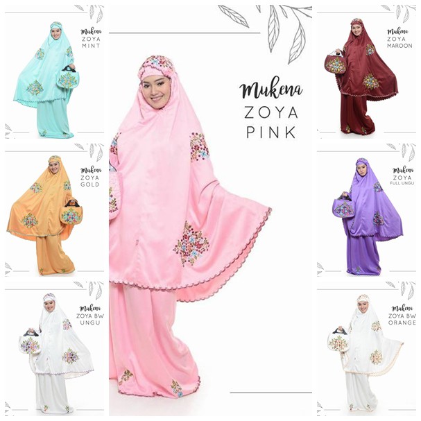 TJA - Mukena Satin ZOYA Bordir Motif Baru - Mukena Satin Hot Promo Termurah Terlaris