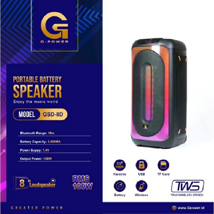 Gpower GSD 8D - Speaker Portable Battery