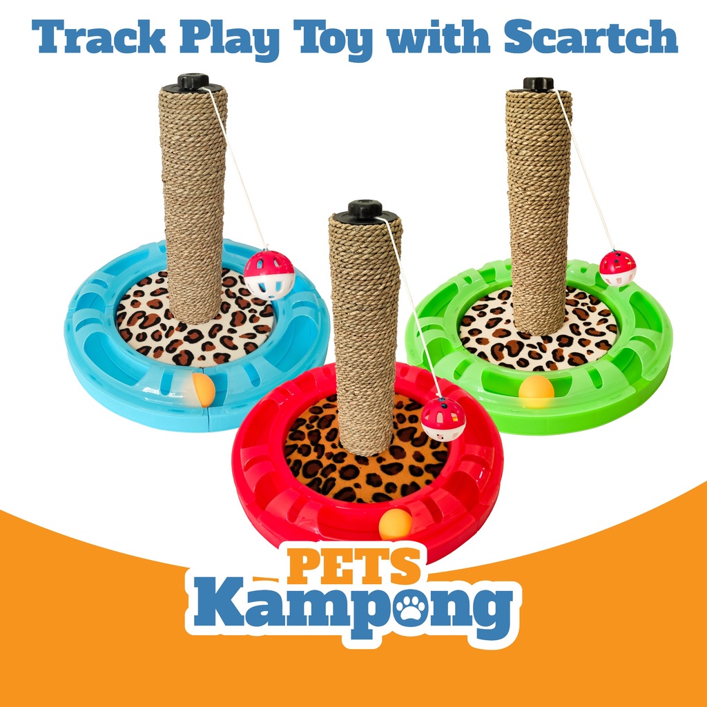 Opo Cat - Opo Cat Track Toy with scratch Post Mainan Kucing Interactif dengan Garukan dan bel