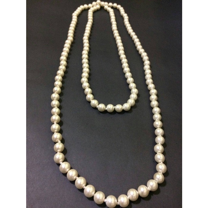 Kalung Mutiara Swarovski Putih Panjang - Putih