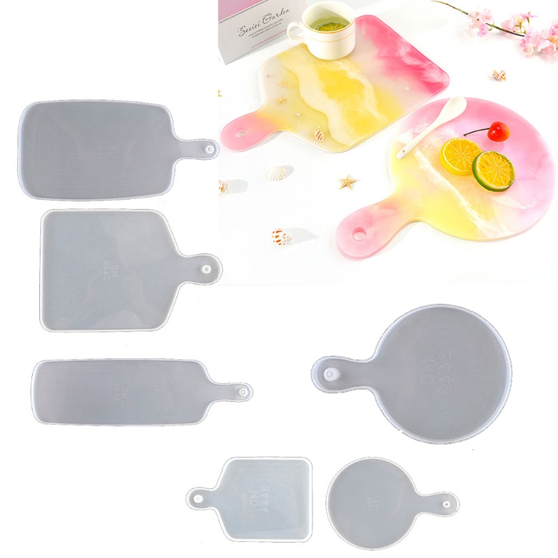 SIY  6Pcs Resin Silicone Tray Molds Casting Mold Kit  Large Serving Handle Board Epoxy Resin DIY Mould Craft Tools Home Decor