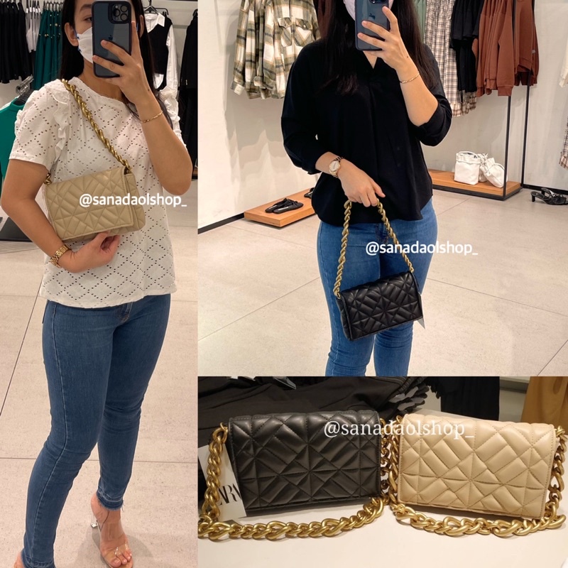 Tas ZARA Quilted Shoulder Bag With Chain