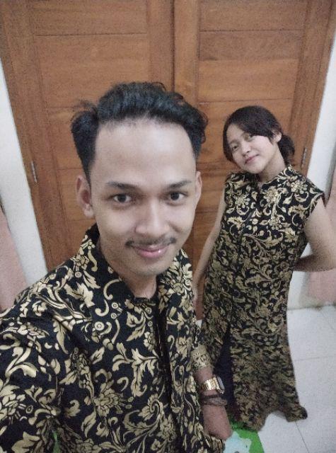 Kemeja Batik Prada Melati Hitam Lengan Panjang Big Size Fit Xxl Ld 120 Cm/seragam Batik Keluarga