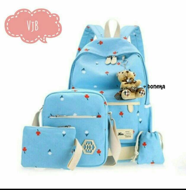 WAISTBAGS {{BISA COD}}TAS RANSEL ANAK SEKOLAH SD 3 SET BUNGA TULIP