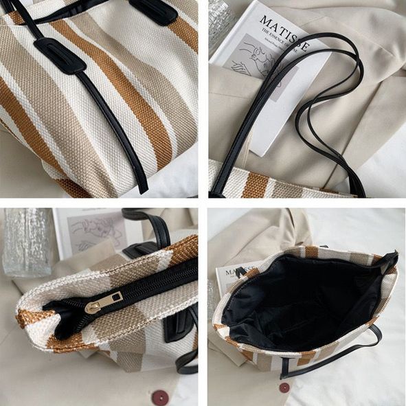 BQ 3351 GI 6003 GT 1905 RISCE TAS TOTE IMPORT WANITA CEWEK PEREMPUAN JAKARTA BATAM MOTIF GARIS CR 7772 JT EL 5875