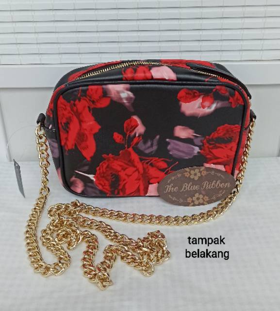 VICTORIA SECRET LEATHER FLORAL SLING BAG