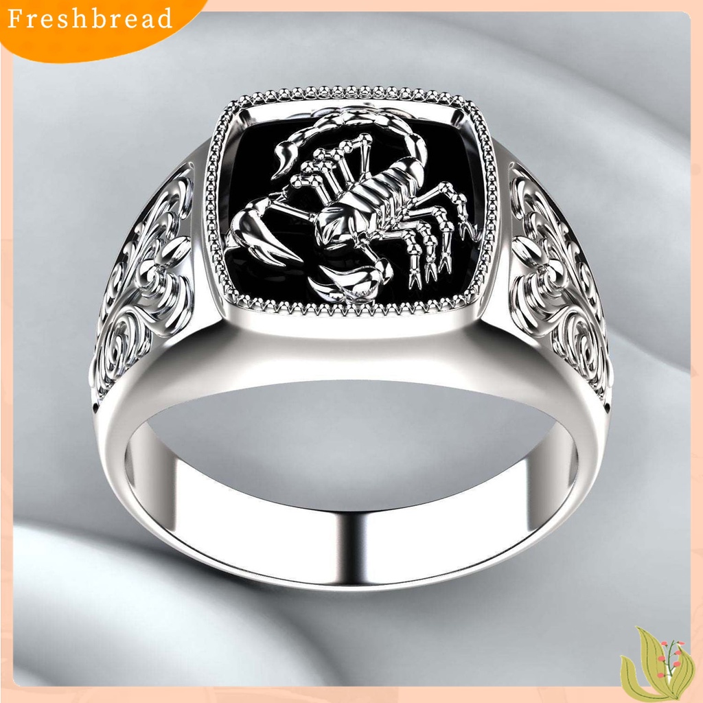 [TERLARIS]Creative Alloy Scorpio Relief Men Ring Silver Wedding Band Jewelry Accessory for Anniversary