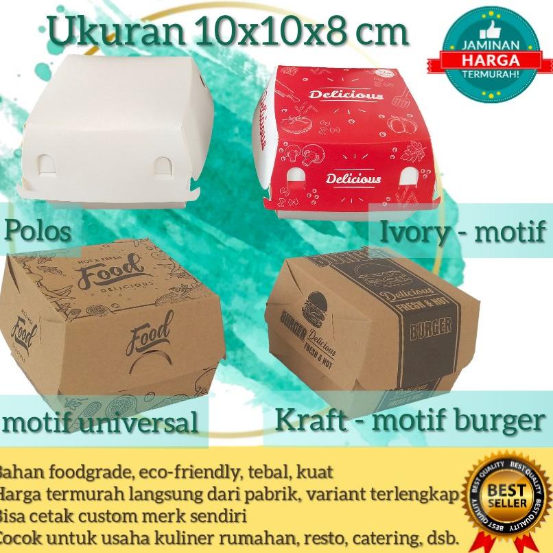 

✱ 50pcs Box Burger, Dus Burger, Kemasan Burger, Tempat Burger, Kotak Burger @50Pcs ♚