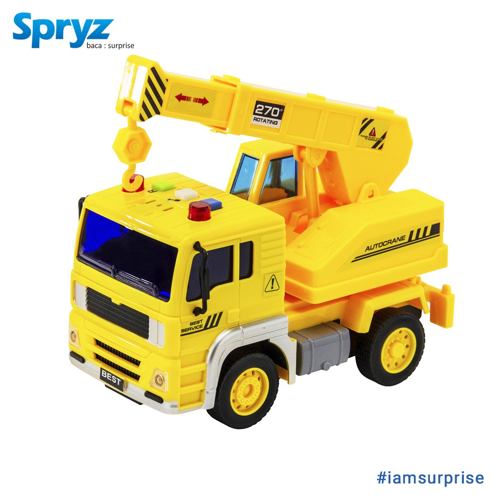 Mainan Truk Konstruksi 1:20 Spryz Citysquad dengan Mesin Friction, Lampu &amp; Suara