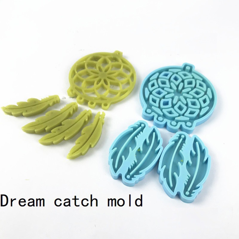 SIY  3Pcs Dream Catcher Mold Silicone Mold Keychain Pendants Epoxy Resin Casting Mold Feather Shape Earrings Mold  DIY Crafts