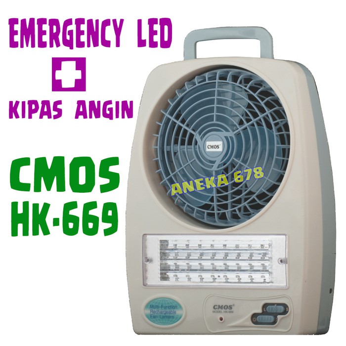 Cmos Hk669 Emergency Lamp With Fan Rechargeable Lampu Darurat + Kipas Angin - 9Ca93A