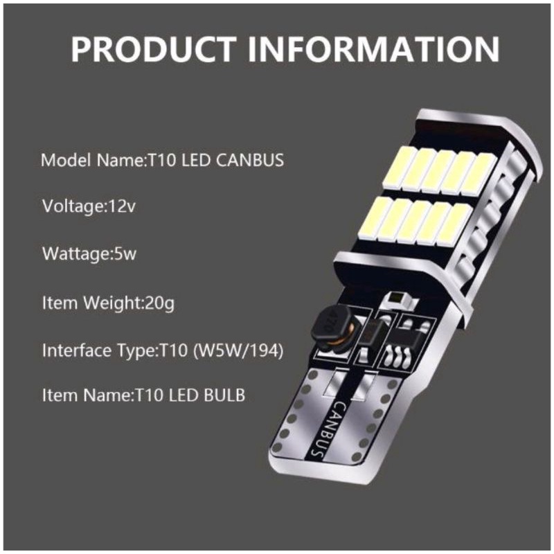 LAMPU LED T10 CANBUS 26 MATA SUPER TERANG