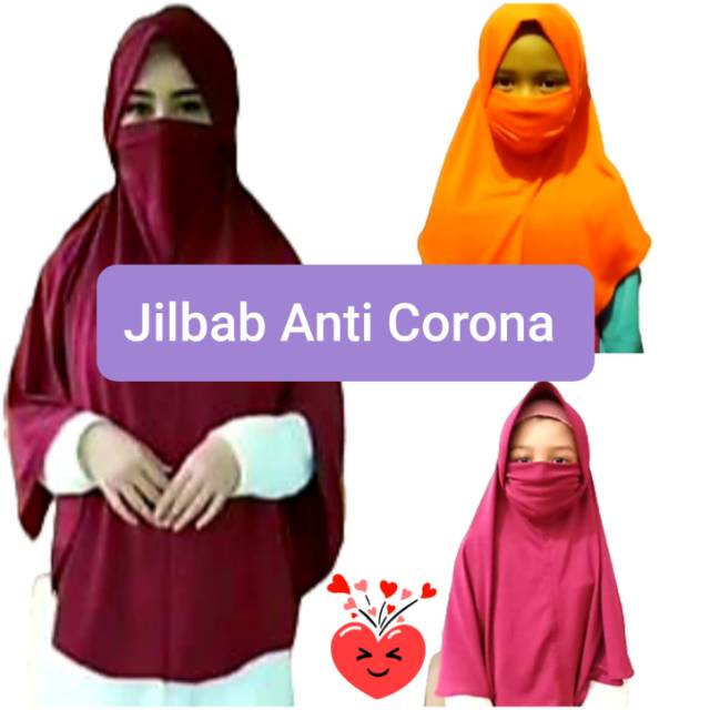 Jilbab Nikob Corona Kerudung Cadar Hijab Anti Corona Masker 2 in 1 Anak Bayi J14