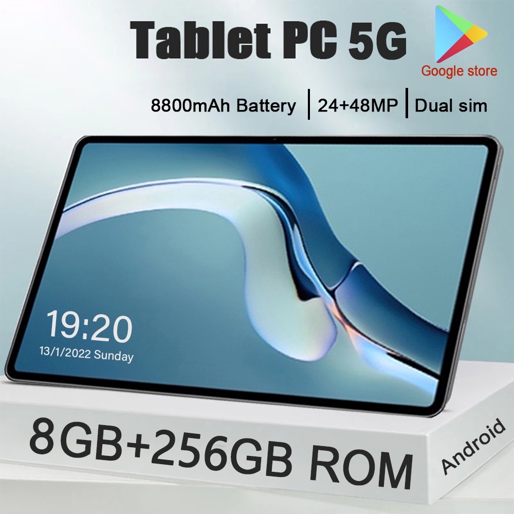2022 Asli Tablet PC Sistem Android Tablet PC 8GB + 256GB Android Tablet Murah Google Player 5G Learning Tablet