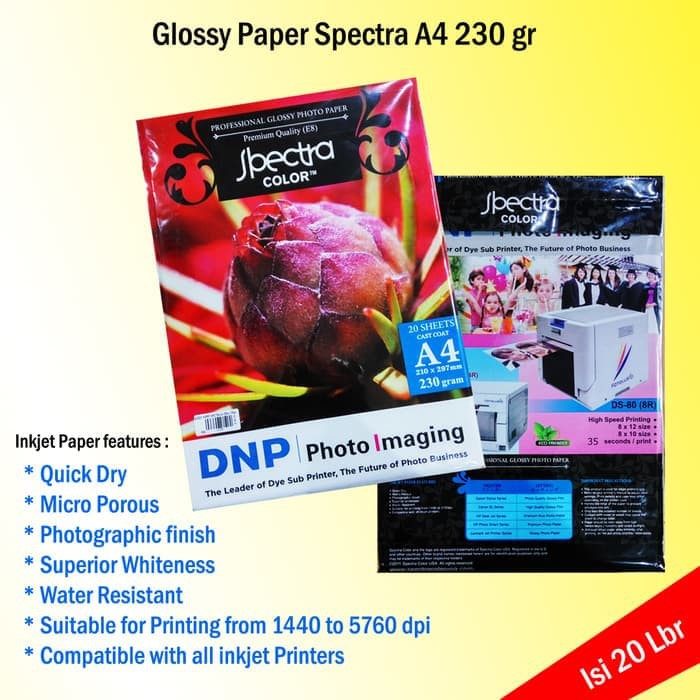

Kertas Glossy Foto Spectra Color A4 230GSM