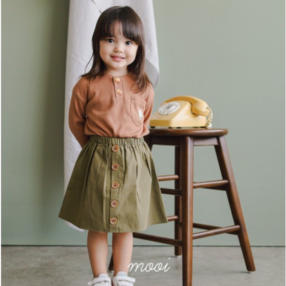 11.11 Sale AMBYAR Mooi Rok 1-2Y Anak Perempuan Mikka Button Skirt CBKS