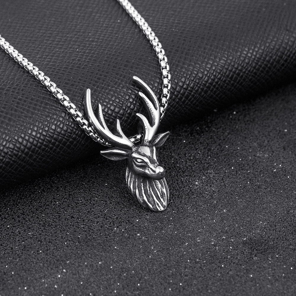 Honor Kalung Rantai Dengan Liontin Kepala Rusa Untuk Wanita | Sendok Garpu Bahan Stainless Steel | Aksesoris Pria Dan Wanita