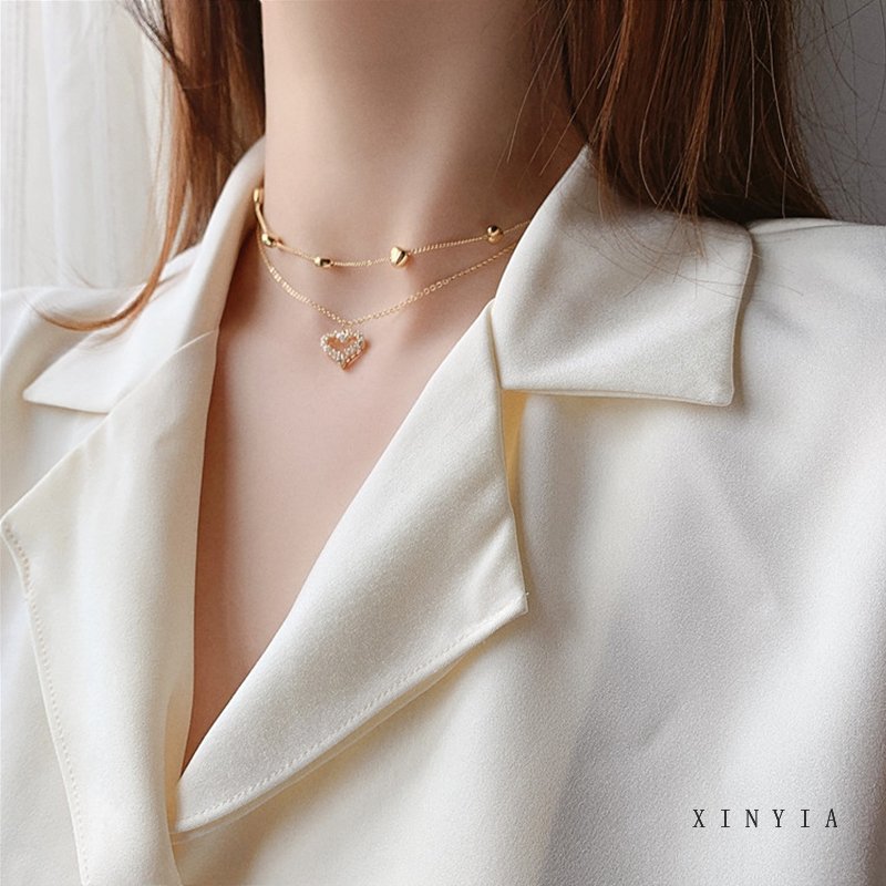 Korea 14K Emas Kalung Ranti Multi-layer Pendant Fashion Jewelry Untuk Hadiah Ulang Tahun Wanita