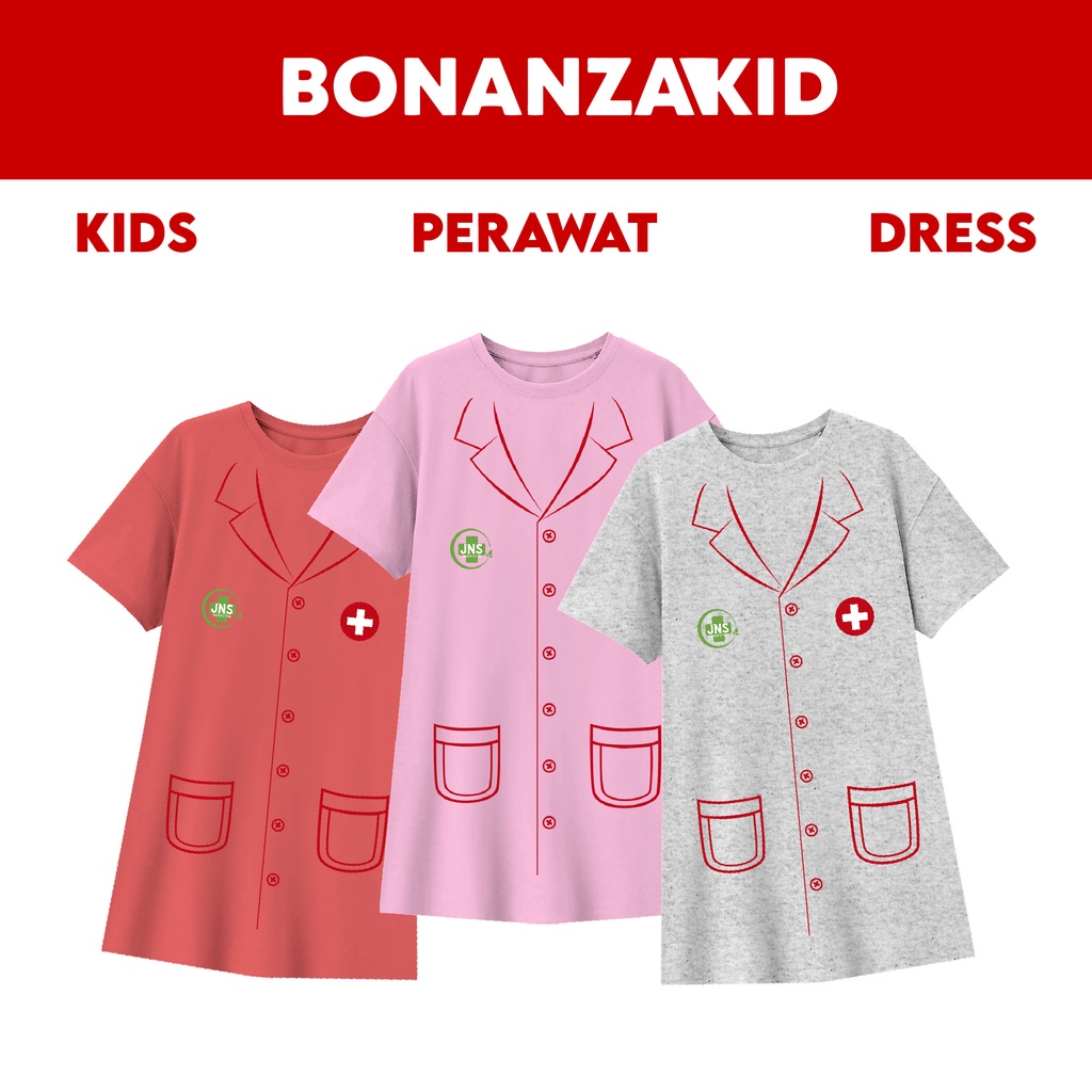 Dress Daster Anak Seri Profesi PERAWAT Ukuran Anak bahan nyaman